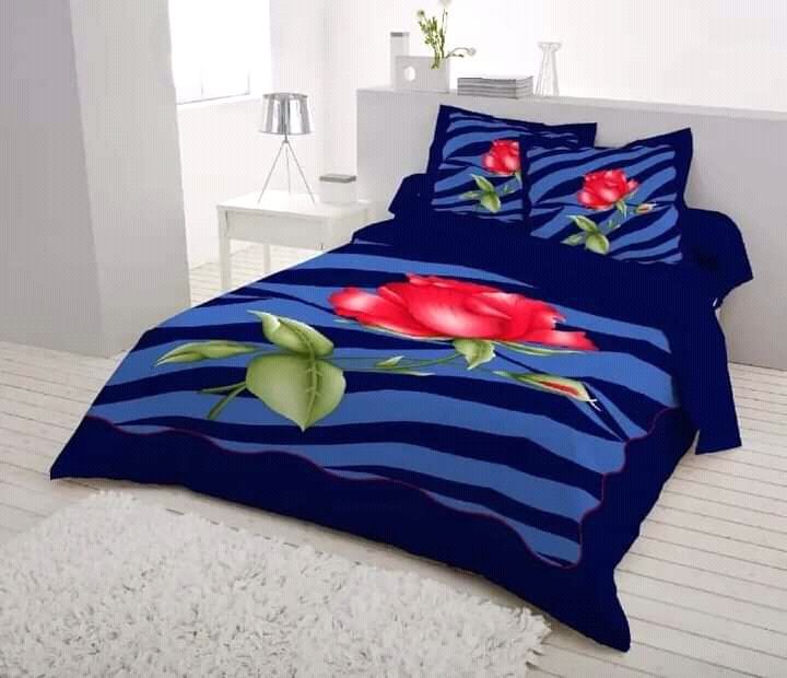 Double Size Cotton Bed Sheet with Matching 2 Pillow Covers