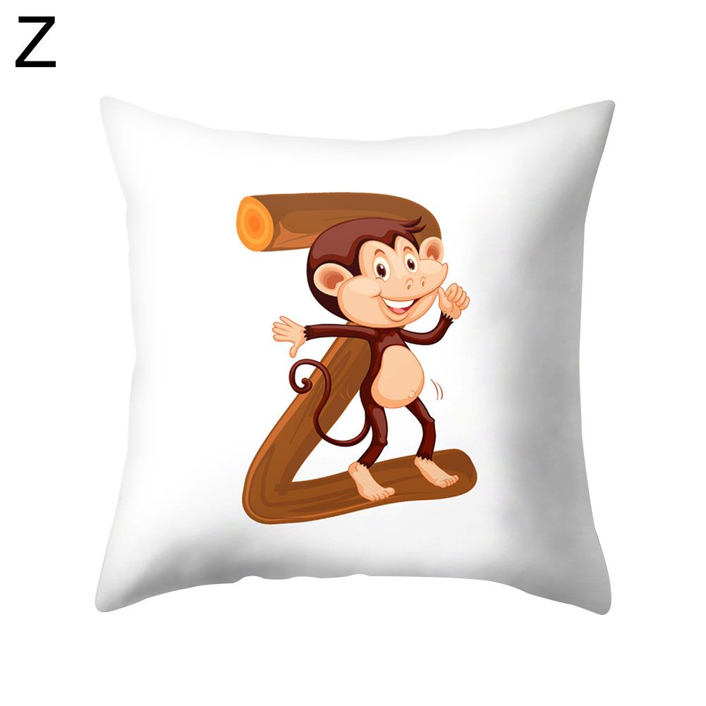 Monkey English Letter Pillow Case Cushion Cover Sofa Bed Car Cafe Office Decor