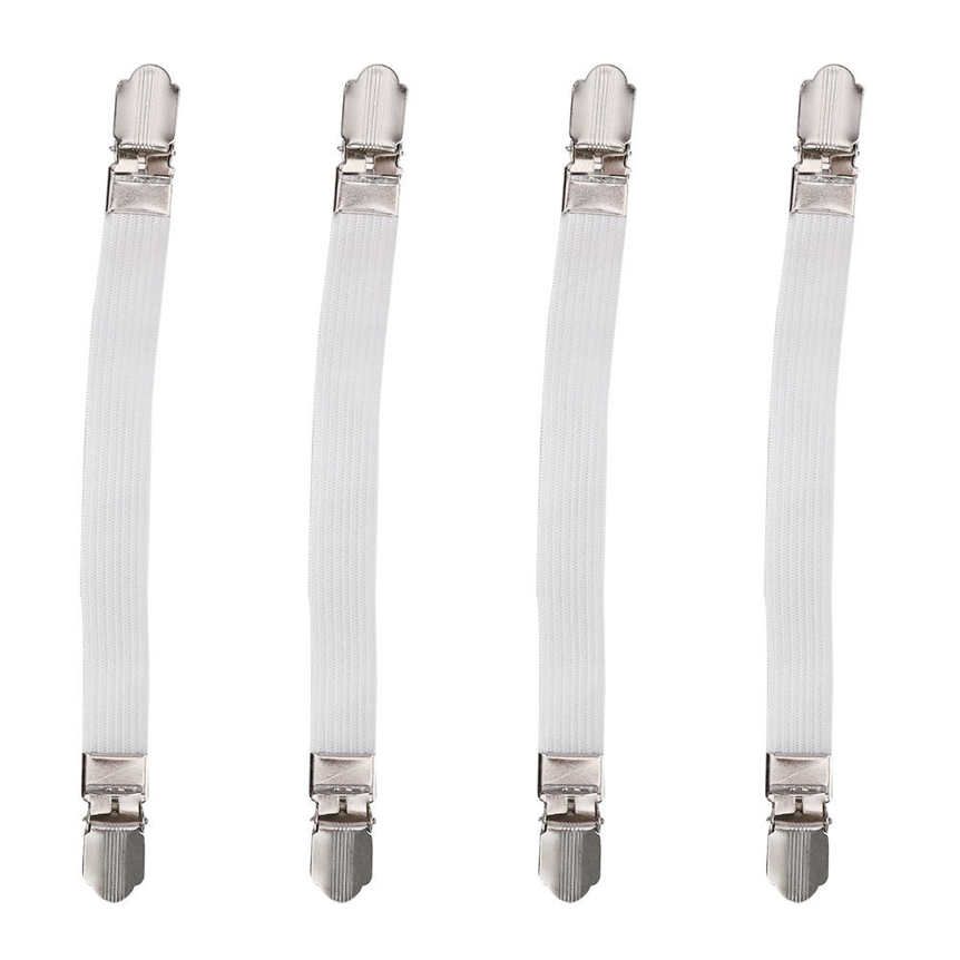 Bed Sheet Fasteners Suspenders 4pcs Elastic Crisscross Mattress Straps Double Head Clips Gripper Holder Suspender