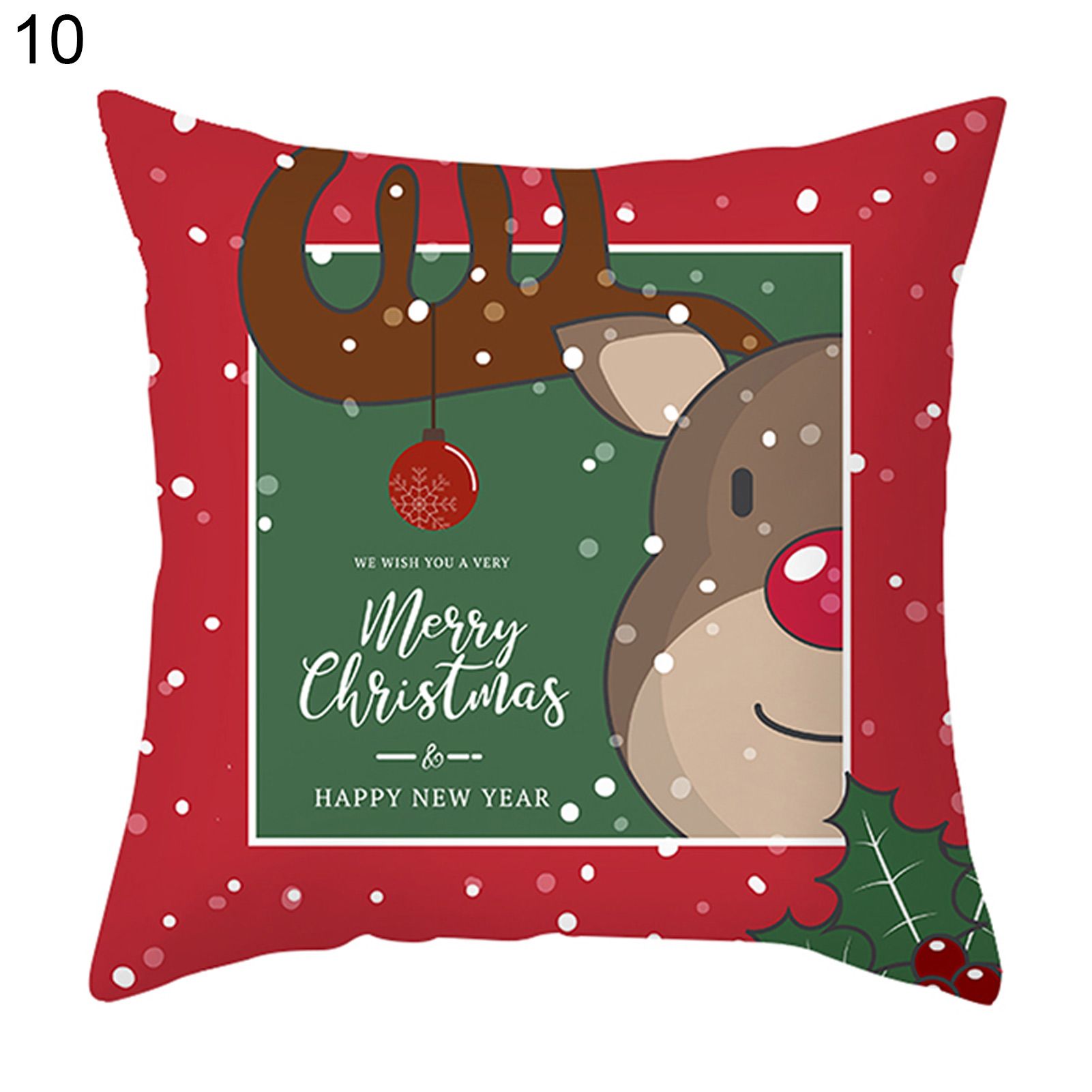 Invisible Zipper Pillowcase Festive Touch Polyester Christmas Winter Throw Pillow Cover for Couch