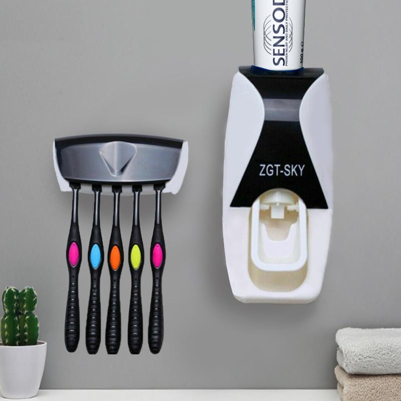 Toothpaste Dispenser & Toothbrush Holder