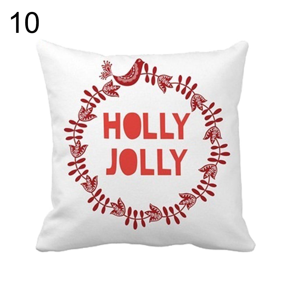Merry Christmas Santa Elk Snowman Print Pillow Cover Case Cushion Home Decor