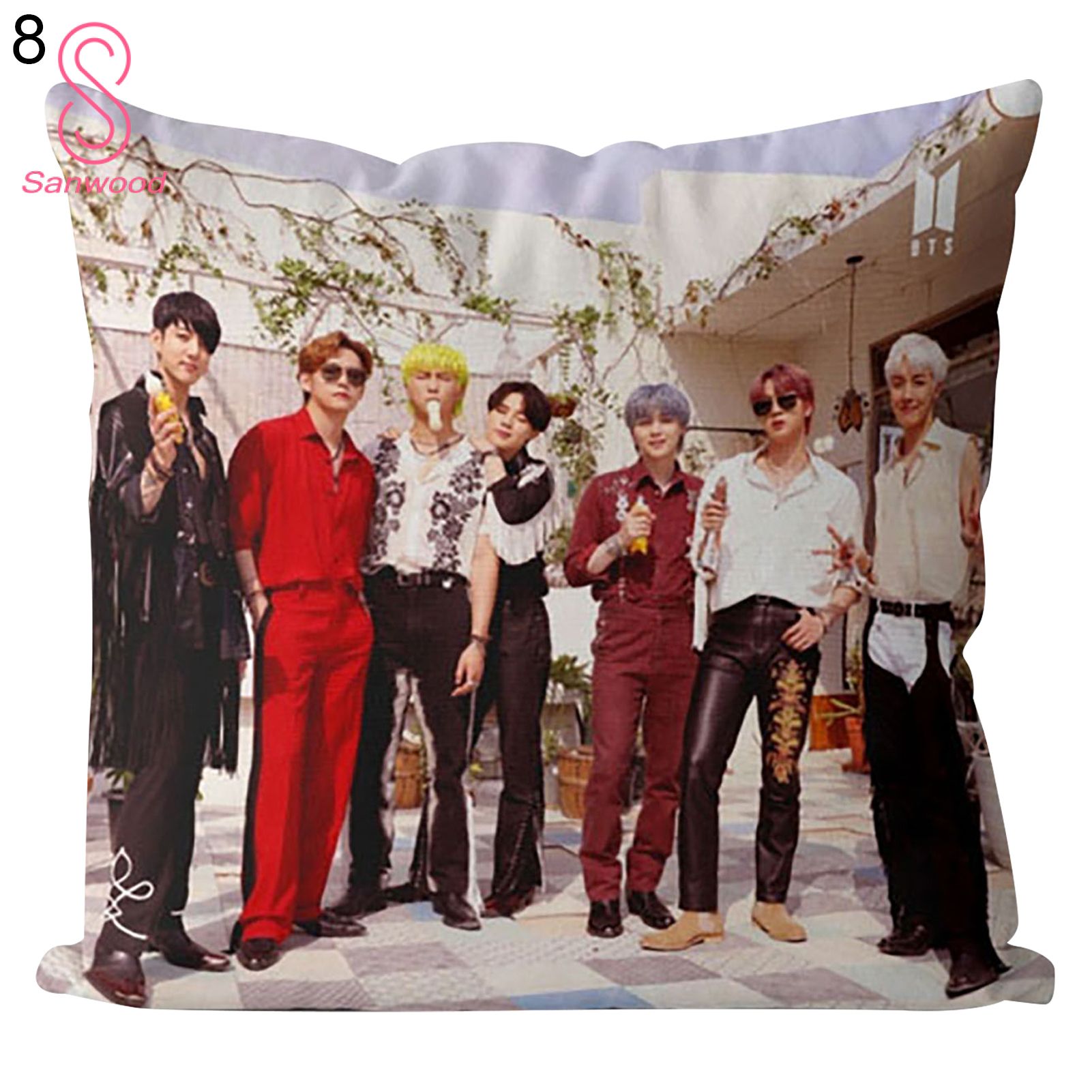 Pillow Case Bangtan Boys Print Comfortable Linen Sofa Decorative Cushion Cover Home Decor