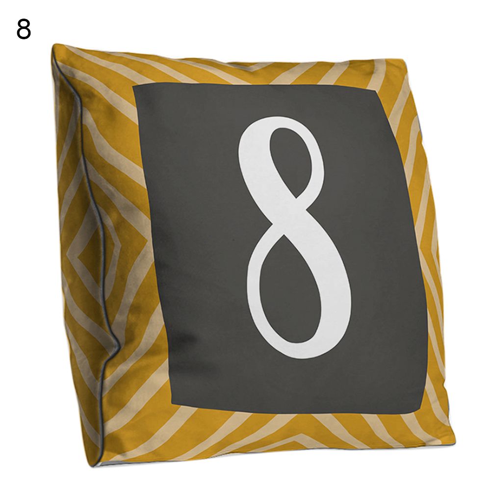 Number Letter Double-sided Print Pillow Case Cushion Cover Home Car Sofa Decor