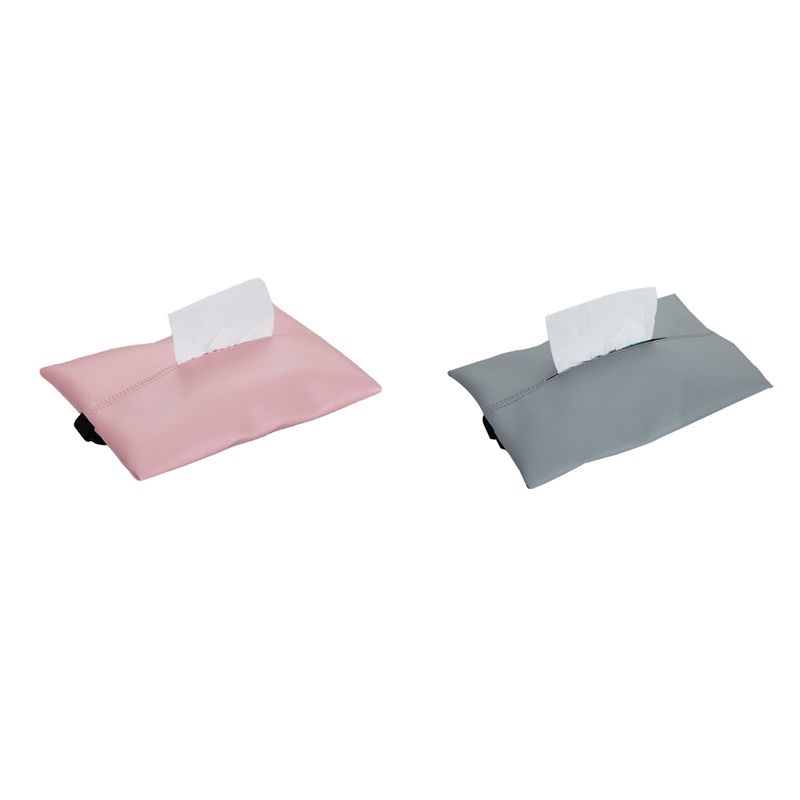 2 Pieces of Car Tissue Box Towel Set PU Leather Tissue Box Holder Car Interior Storage Decoration