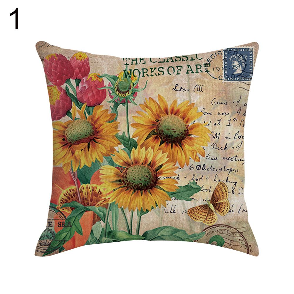 Retro Flower Butterfly Peacock Throw Pillow Case Cushion Cover Sofa Home Decor