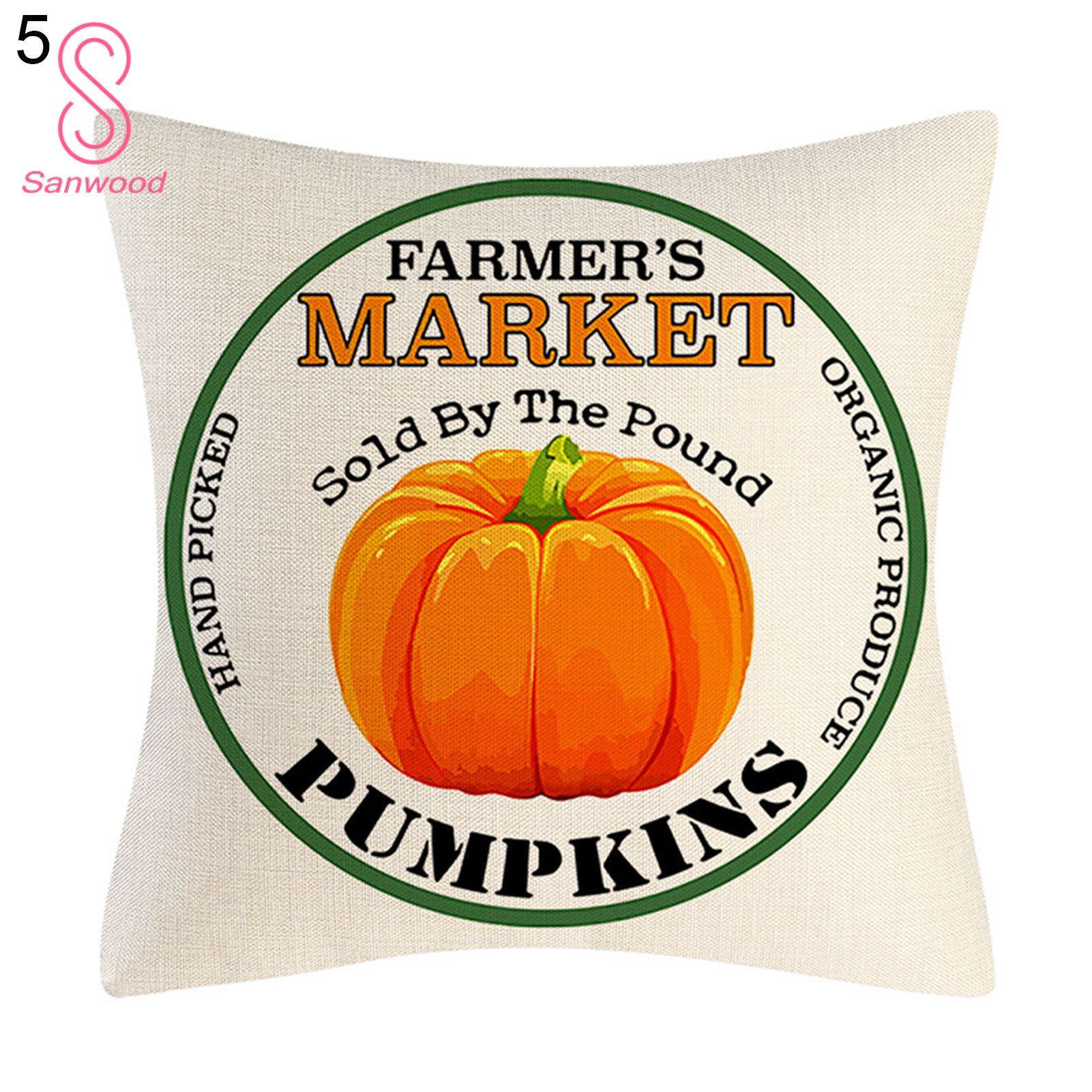 Pillow Cover Halloween Pumpkin Print Bedding Supplies Polyester Decorative Cushion Case for Home