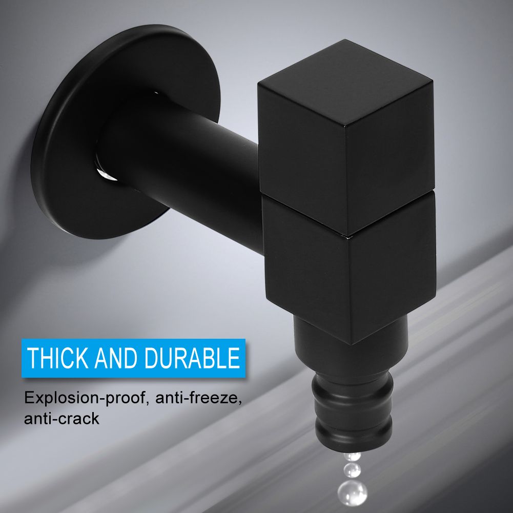 Bathroom Faucet G1/2 Thread Black Copper Wall Mounted Single Cold Water Tap Accessory