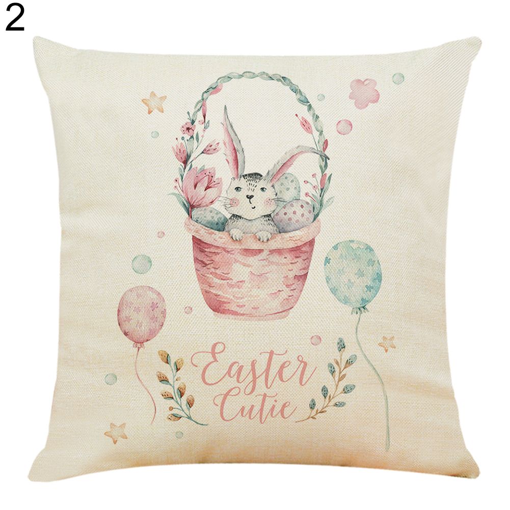 45x45cm Happy Easter Linen Throw Waist Pillow Case Decorative Cushion Cover