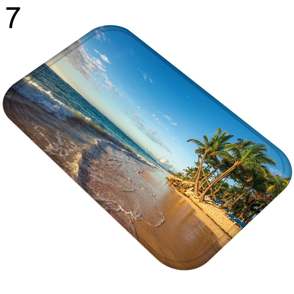 Fresh Beach Sky Kitchen Hallway Door Mat Entrance Rug Non-slip Bathroom Carpet