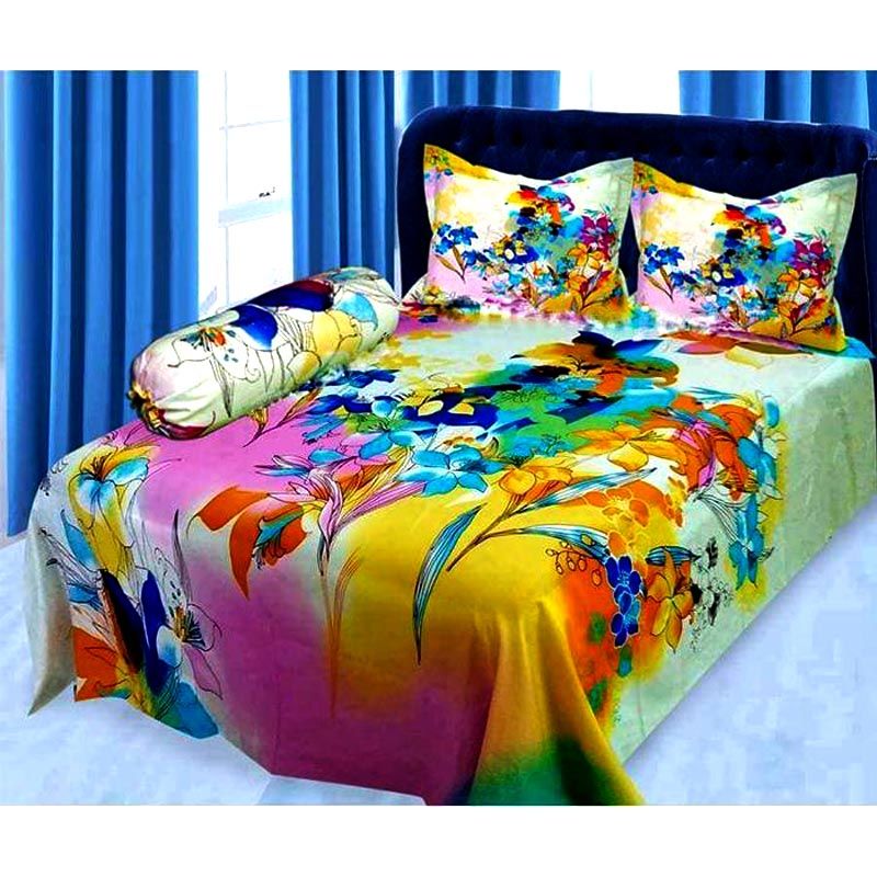 Digital Home Tex Cotton Fabric 8.5 Feet By 7.5 Feet Dabol Size Bedsheet With Two Matching Pillow Covers ??????? ??? ?????? ??? ????????? ???? ?????? ??? ?????? ??? ??? ????? ??????? ???? ?? ????