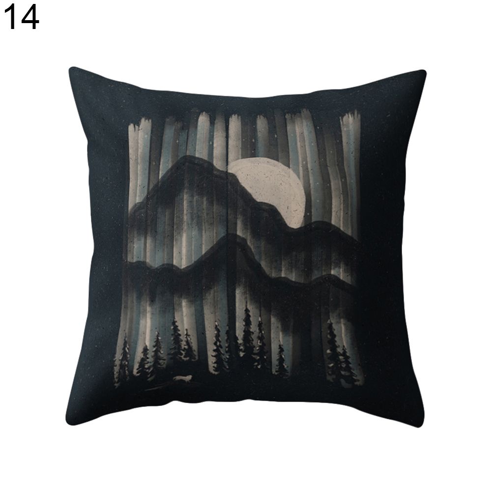 45cm x 45cm Moon Night Scene Square Pillow Case Cover Cushion Home Sofa Decor