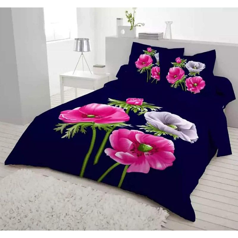 Digital Home Tex Cotton Fabric 7.5 By 8.5 Feet Multicolor Dabol Size Bedsheet With Two Pillow Covers. (Girl's Gallery)