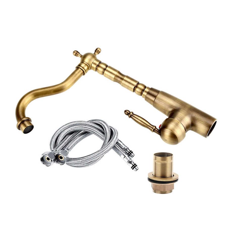 Retro mixer antique retro style solid brass kitchen bathroom sink faucet hot and cold tubes