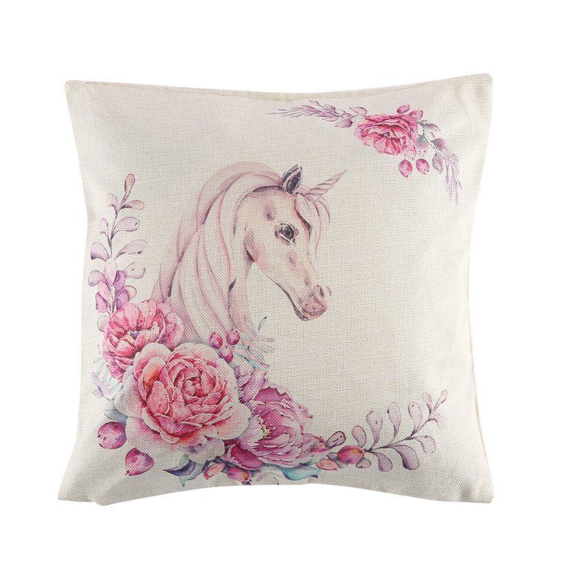 Animal Flower Printing Pillow Cover Car Cushion Invisible Zipper Pillow Case