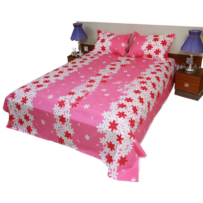 King Size Cotton Bed Sheet With Pillow Covers - Multicolor