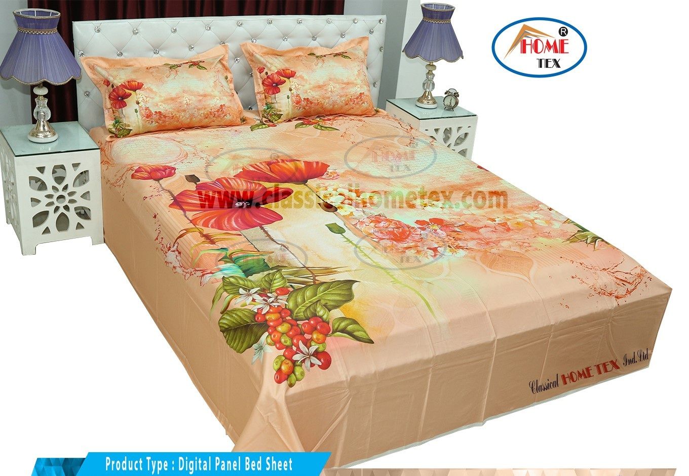 Home Tex King Size Digital Print Bed Sheet