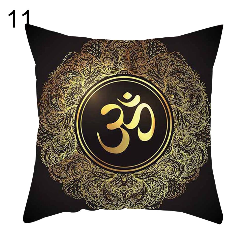 Yoga OM Symbol Sun Moon Star Pillow Case Waist Cushion Cover Car Sofa Home Decor