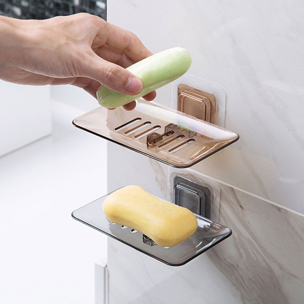 Bathroom Soap Box Soap Holder Toilet Kitchen Dish Storage Non-slip Standing Suction Cup Drain Soap Holder Household Tray