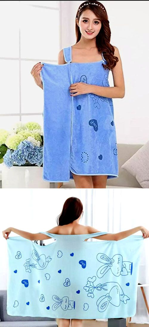 Bathroom Women Bath Towels Wearable Towel Dress Beach Adults Bath Gown SPA Sling Robes Home Nightwear Microfiber Women Bathrobe.