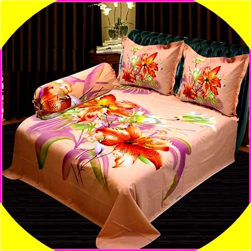 Digital Home Tex Cotton Fabric 8.5 Feet By 7.5 Feet Dabol Size Bedsheet With Two Matching Pillow Covers ডিজিটাল হোম টেক্সট কটন ফ্যাব্রিক ডাবল সাইজের ১টি বেডশীট এবং ২টি মাথার বালিসের কভার