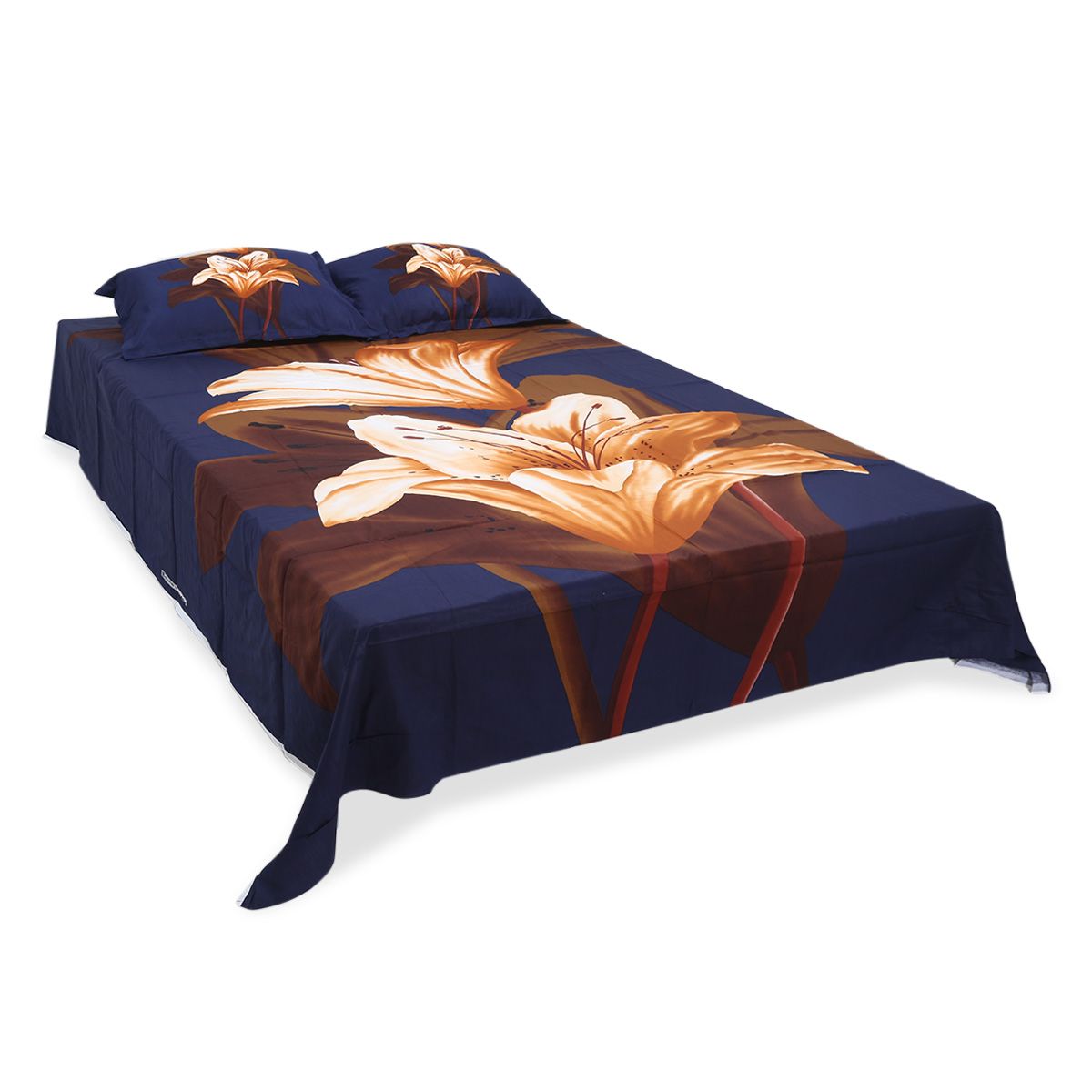 Bedsheet Multicolor New High Quality Panel Cotton Bed sheet Set (3 pcs) (একটি বিছানার চাদর এবং দুইটি মাথার বালিসের কভার সেট) From Golden Plus.