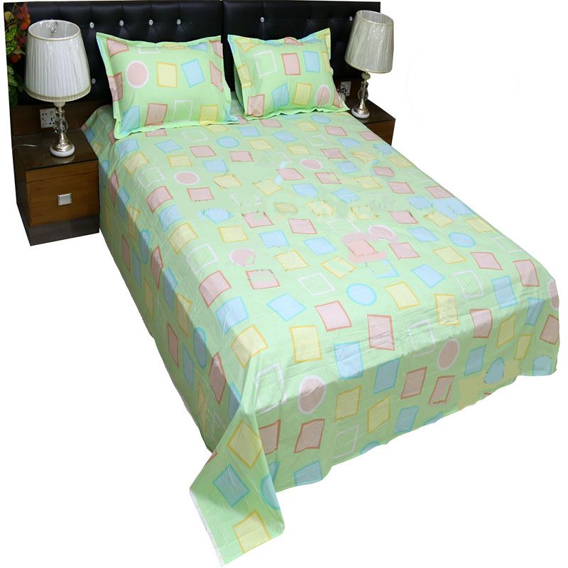 Cotton King Size Bedsheet - 3pcs Set- Multicolor By Growly