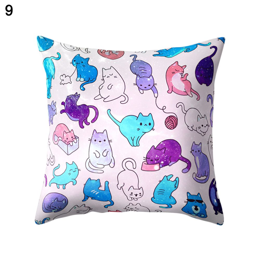 Cute Cartoon Cat Print Soft Throw Pillow Case Cushion Cover Home Office Decor