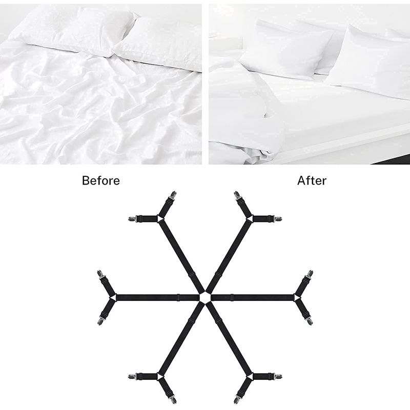 Sheet Straps Elastic Crisscross Bed Sheet Fasteners Suspenders Fitted Sheet Clips,Adjustable Bed Sheet Holder Straps