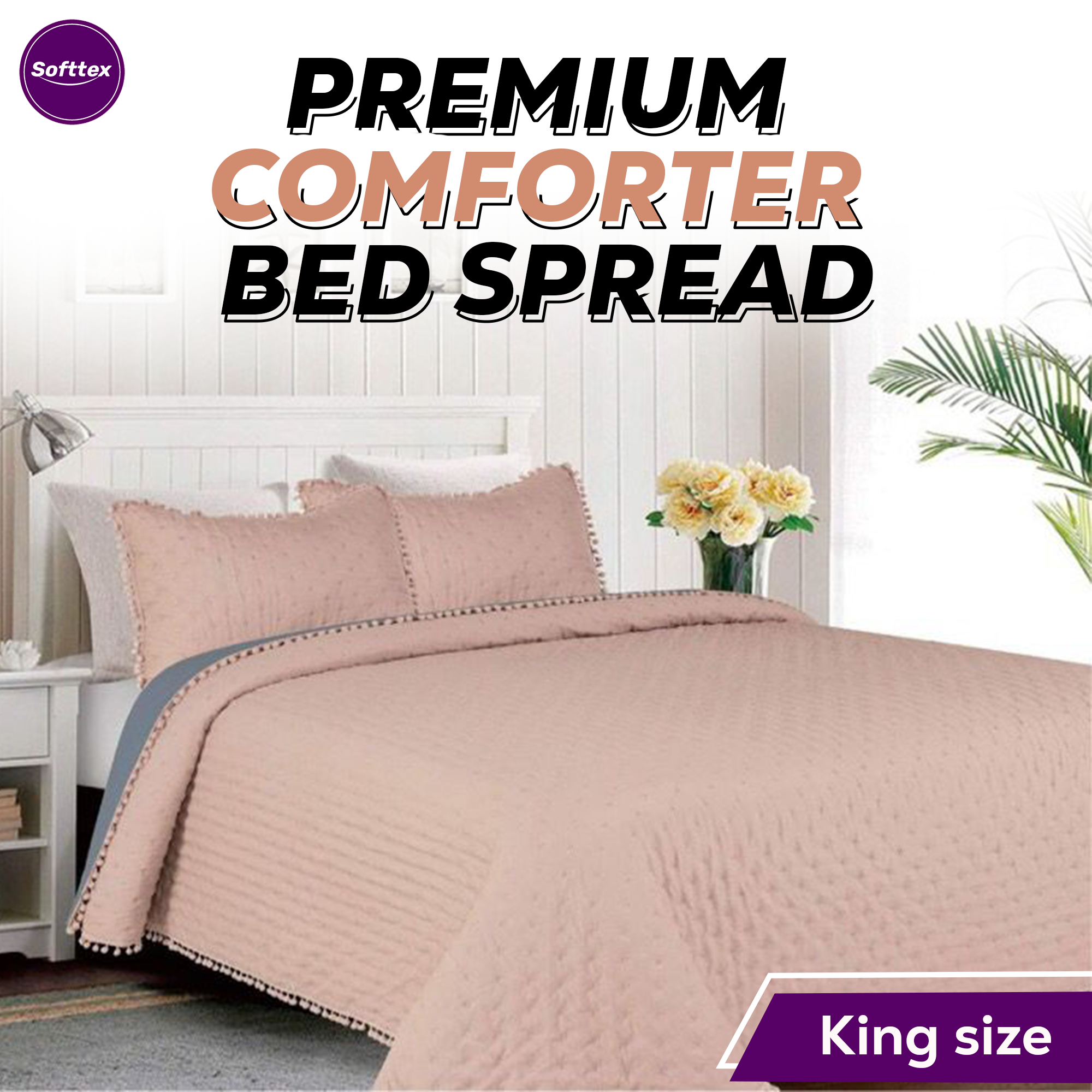 1 PC 100% Cotton Quilt King Size,  Luxurious Printed Comforter, Ultra Cozy Chic Reversible Floral Comforter