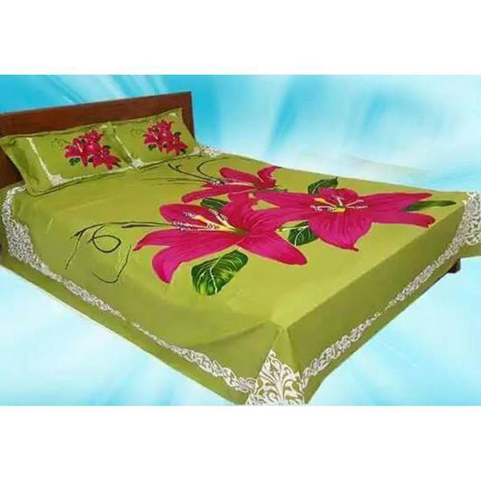 Cotton  Print  7.5/8.5 Feet Double King Size Bedsheet Set With Two Pillow Covers By Sharee Ghar