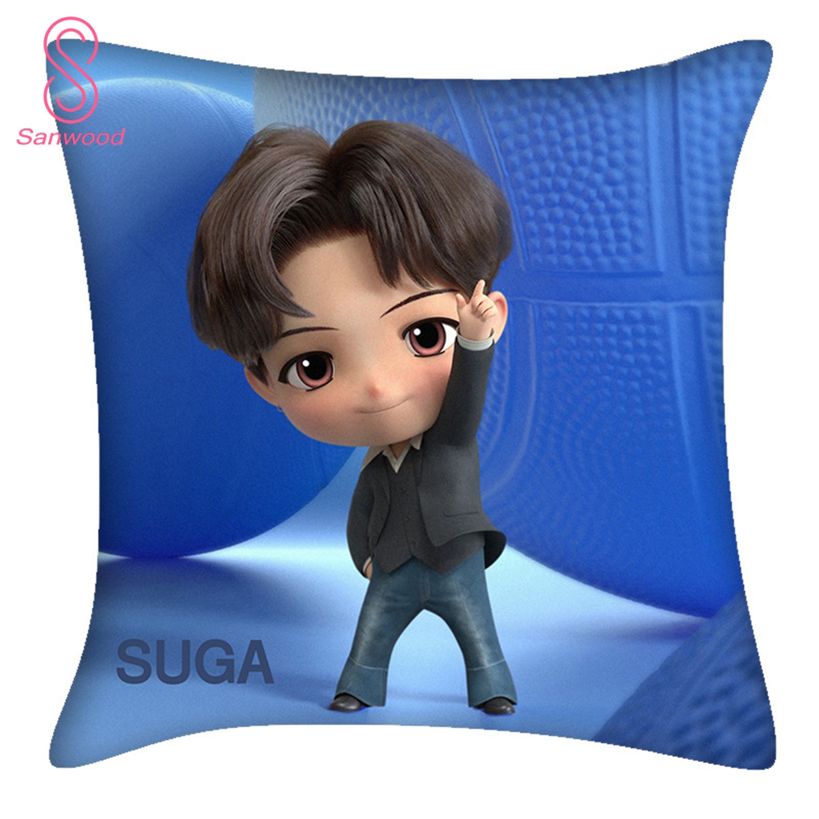 Pillowcase BTS Member Printing Doubt-sided Pattern Polyester Pillow Cover Household Supplies for Sofa