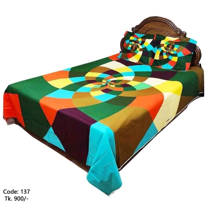 Exclusive Collection I Digital Home tex King Size Cotton Panel Bedsheet with Matching Two Pillow Covers (7.5 X 8.5 Feet) - Multicolor- by Home Style House