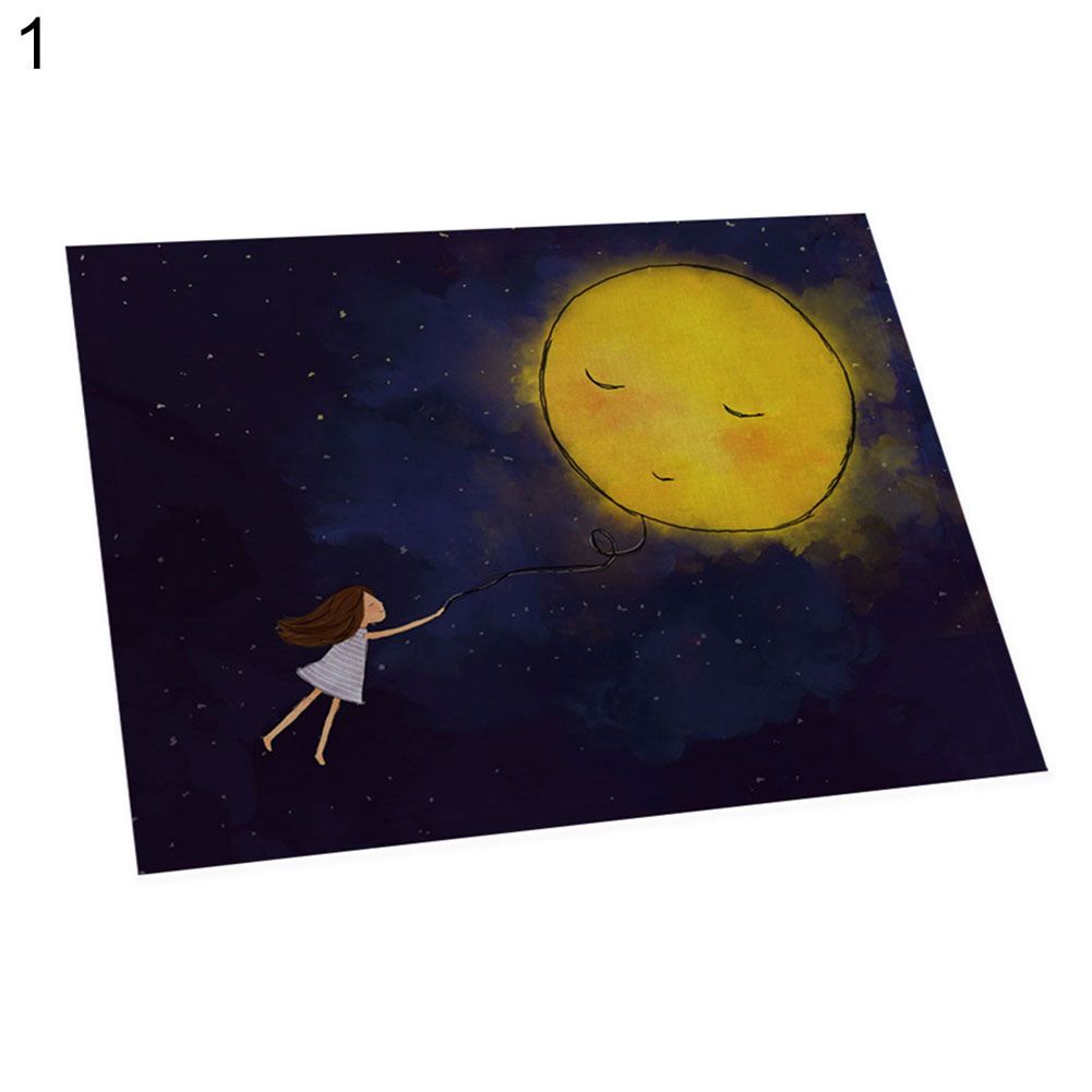 42x32cm Cute Moon Girl Print Heat Insulation Placemat Waterproof Table Cup Pad