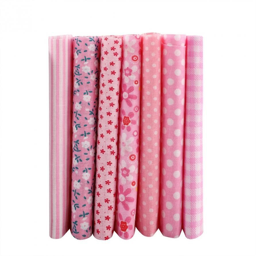 7pcs 25*25cm Cotton Fabric DIY Assorted Squares Pre-Cut Bedding Suite Quarters Bundle 014