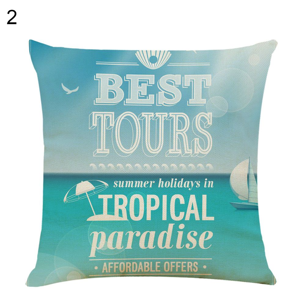 Summer Beach Square Throw Pillow Case Car Home Sofa Bed Cushion Cover Decoration