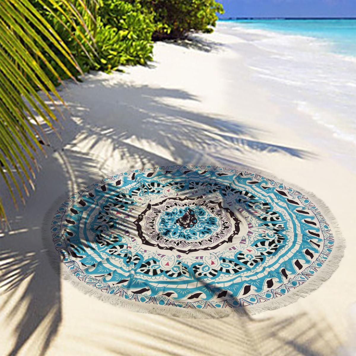 Beach Throw Towel Bohemian Round Indian Tapestry Roundie Mandala Picnic Yoga Mat(null)