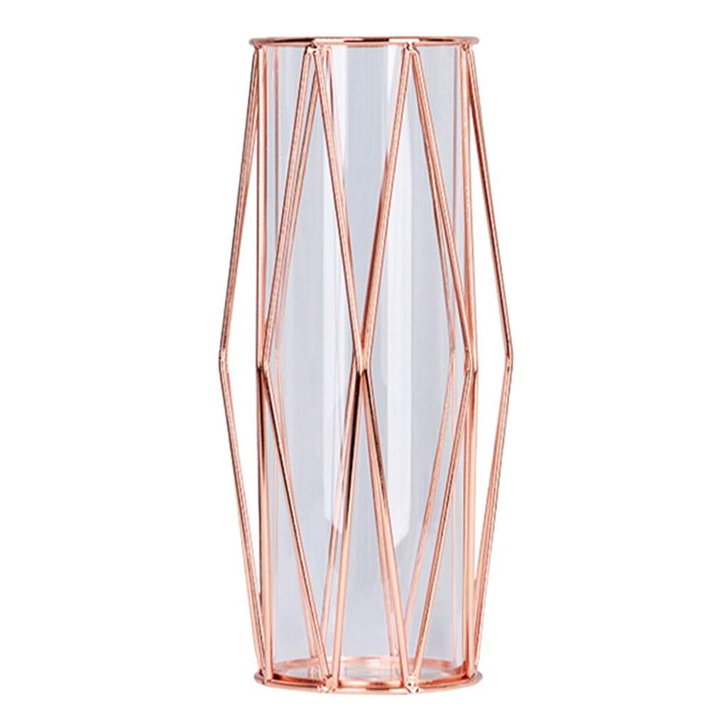 Nordic Iron Flower Vase Decorative Flower Vase for Home Decor - described, Rose Gold-