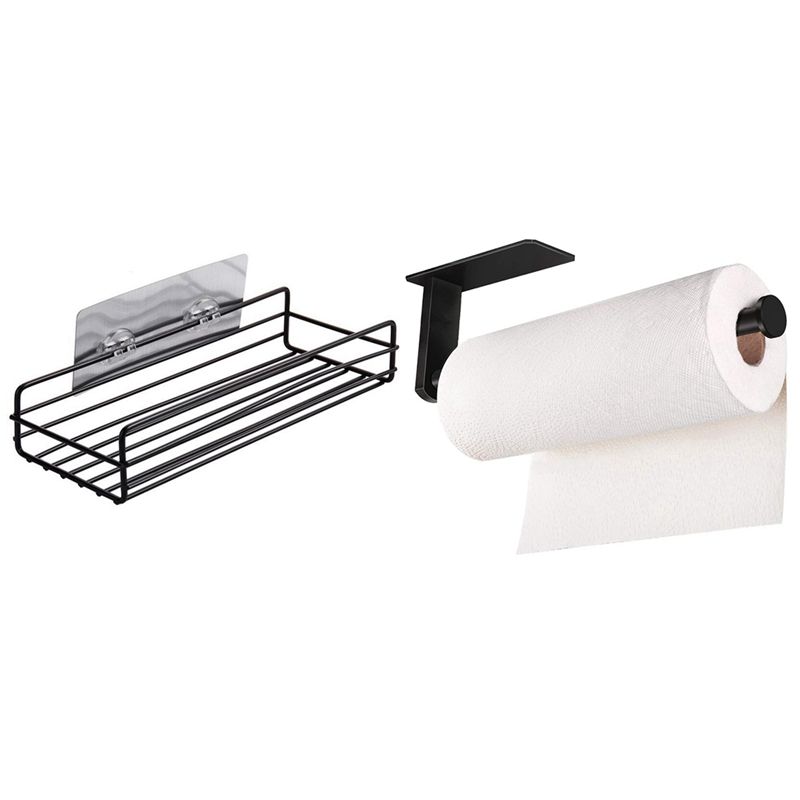 Free Punching Wall Hanging Wall Stick Storage Shelf Rack & Paper Towel Holder, Stainless Steel