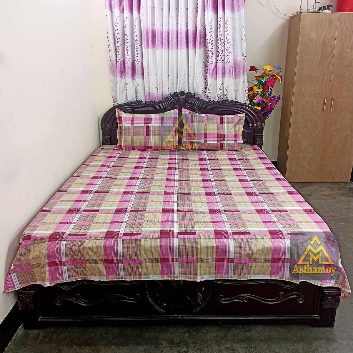 Multicolor King Size Bed sheet - 3pcs Set