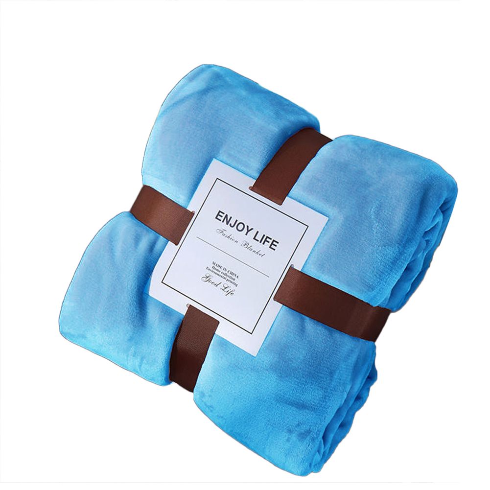 Winter Solid Color Thickened Warm Flannel Blanket for Car Office Sofa Bedroom