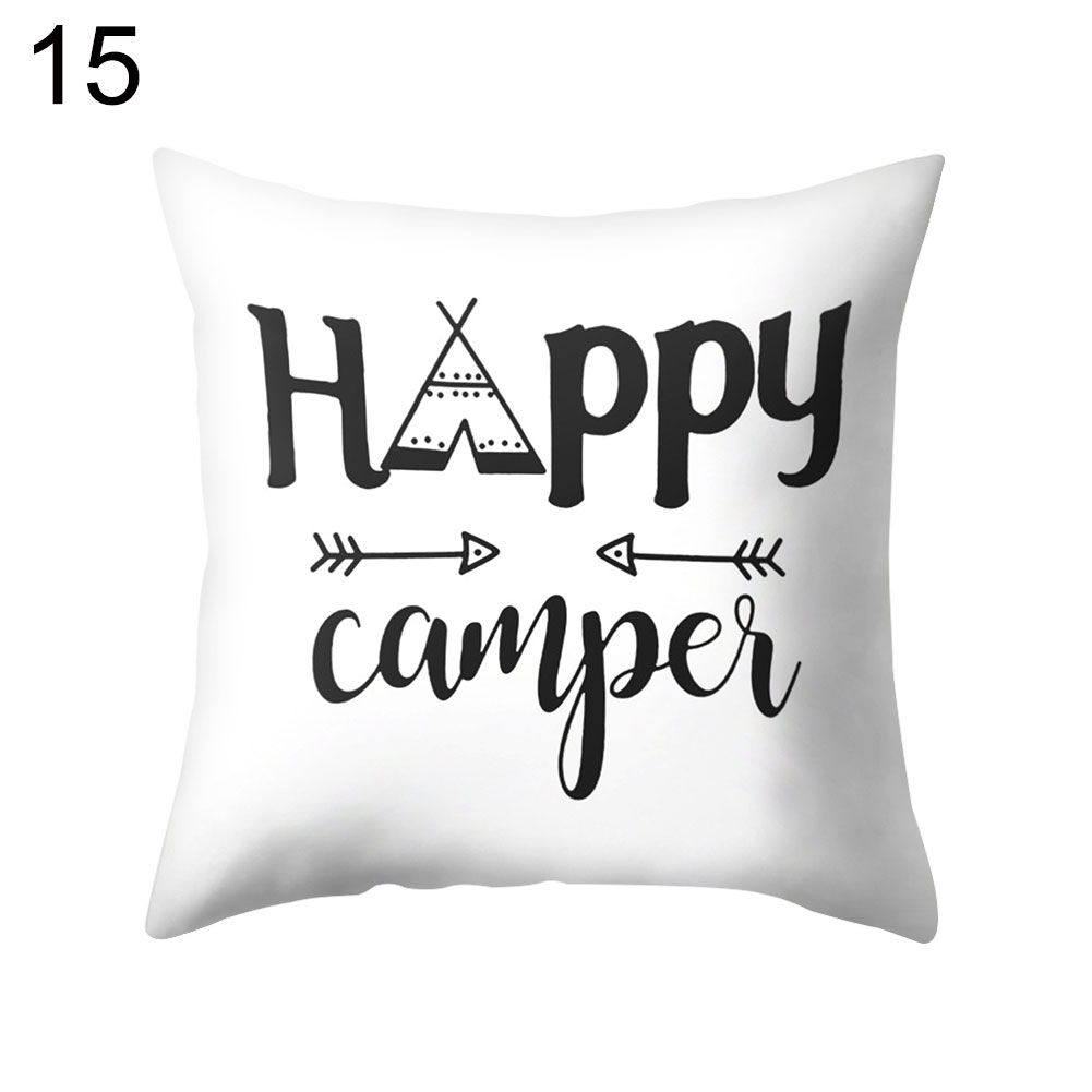 Happy Square Throw Pillow Protector Case Cushion Cover Car Sofa Bed Decor