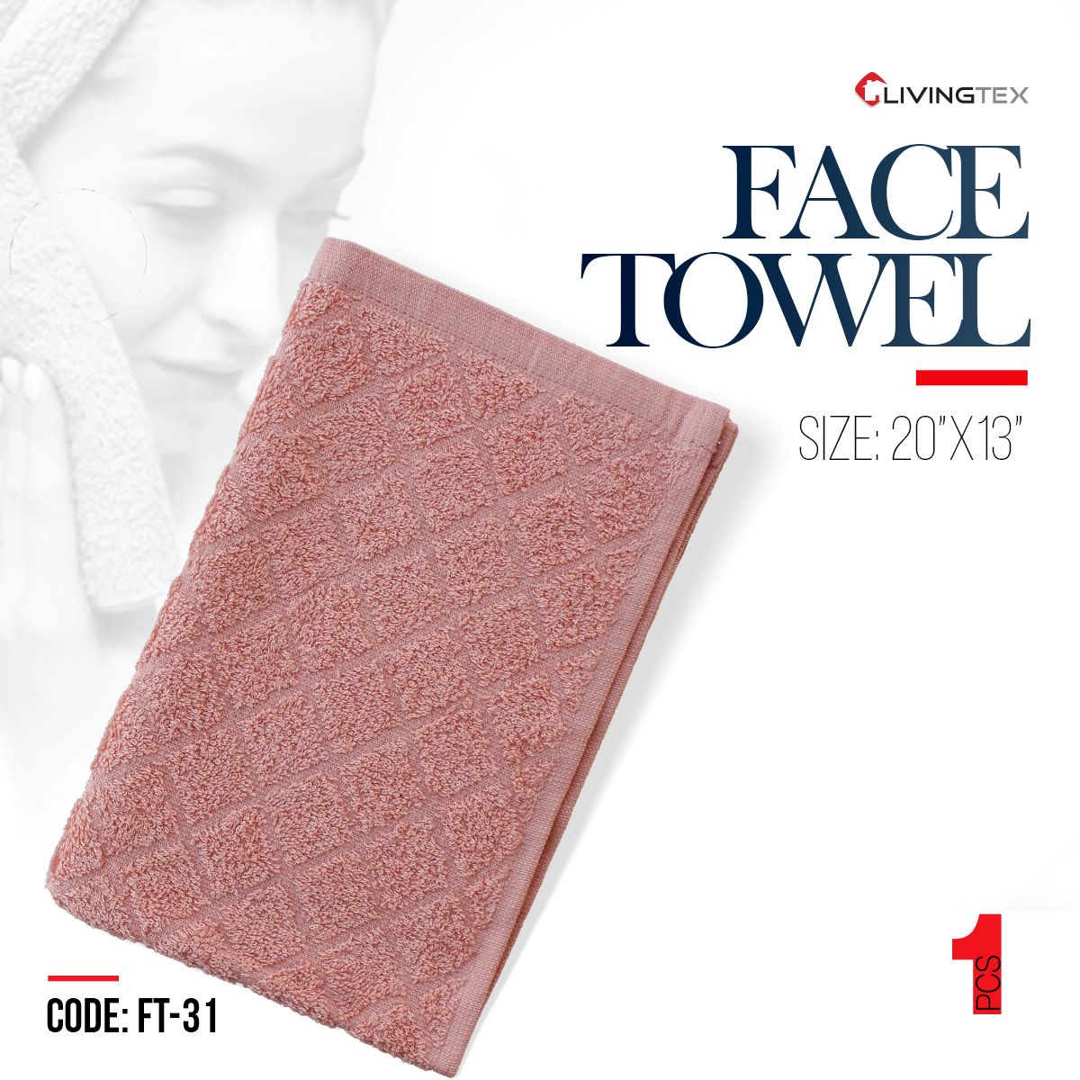 1 Pcs Dusty Pink Face Towel (20x13 Inch)_Easy care_Exra Soft & premium quality