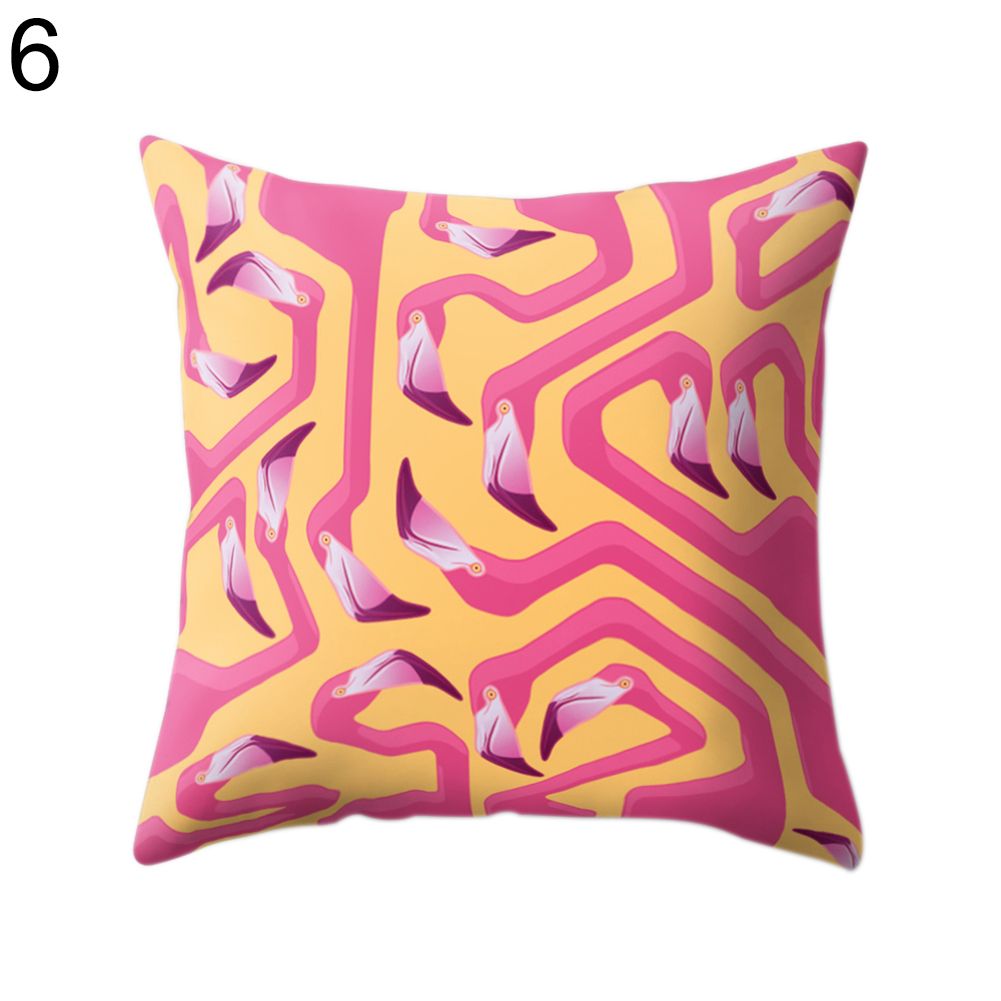 Colorful Flamingo Beach Sky Pillow Case Car Sofa Cafe Room Home Cushion Cover