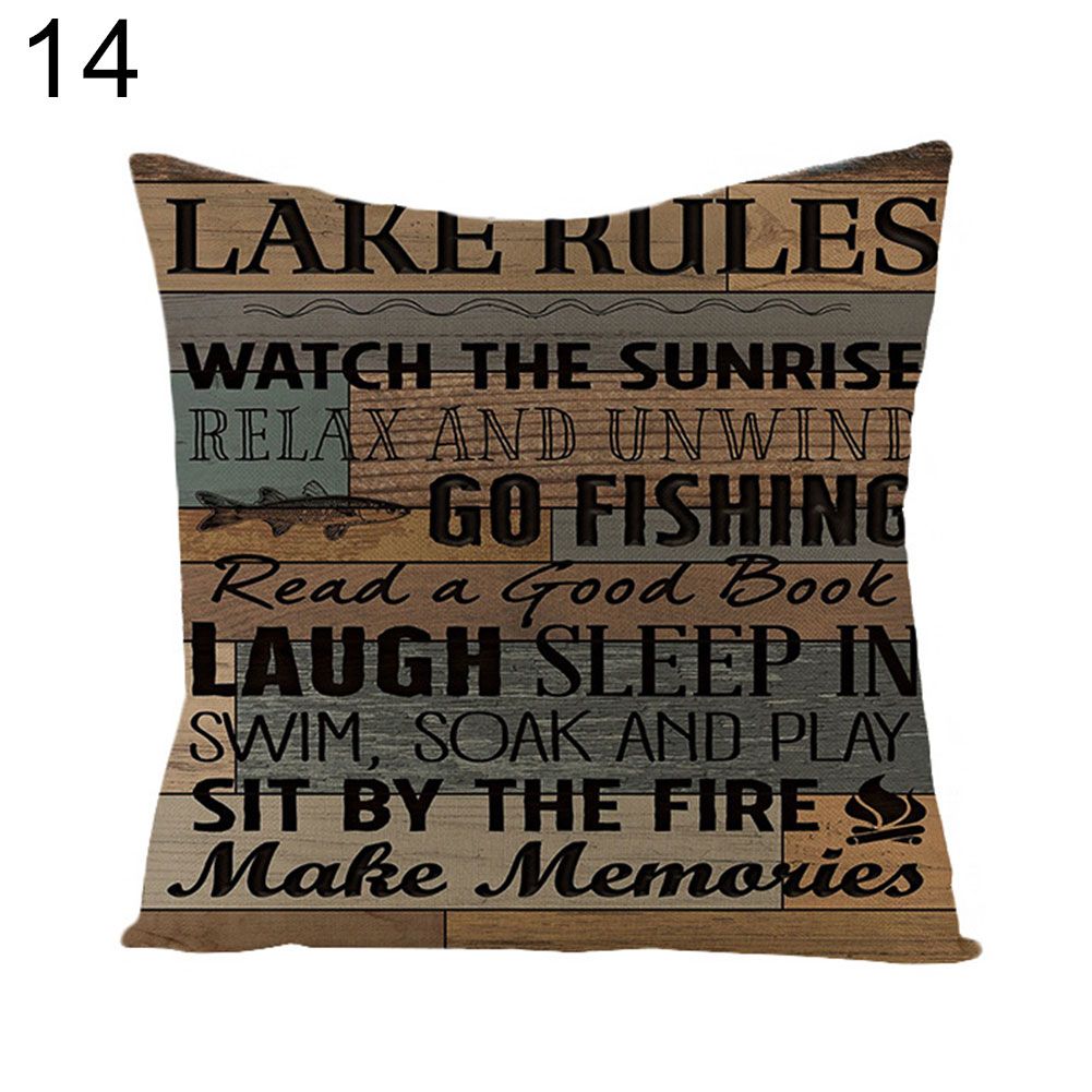 Vintage Letters Print Soft Throw Pillow Cover Case Home Car Sofa Bed Decoration