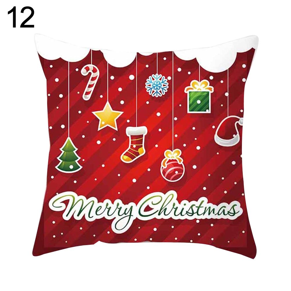 Merry Christmas Santa Claus Snowman Peach Skin Cushion Cover Throw Pillowcase