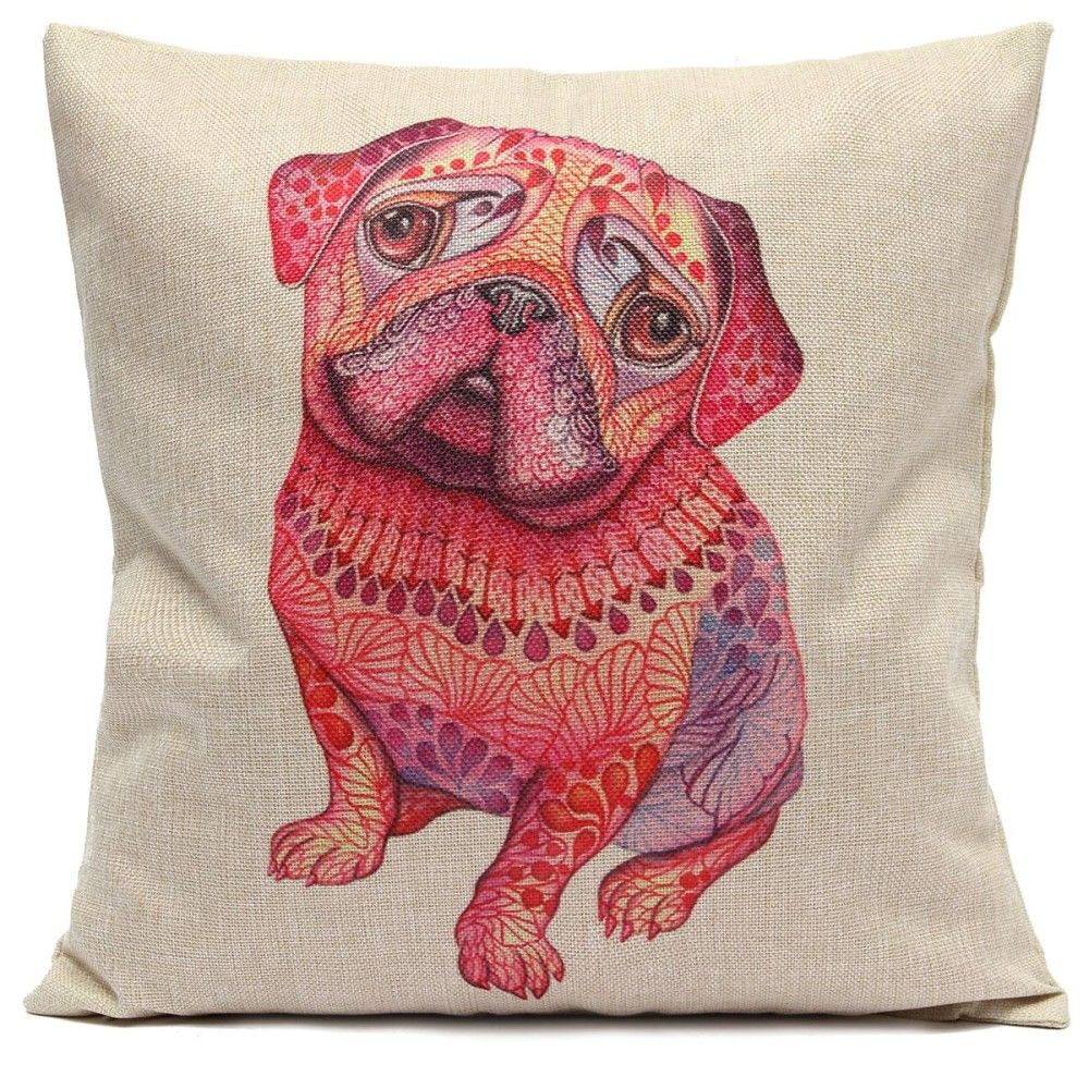 Comfortable 45X45cm Cute Pekingese Pillow Case Cotton Linen Cushion Cover Square Sofa Home Decor