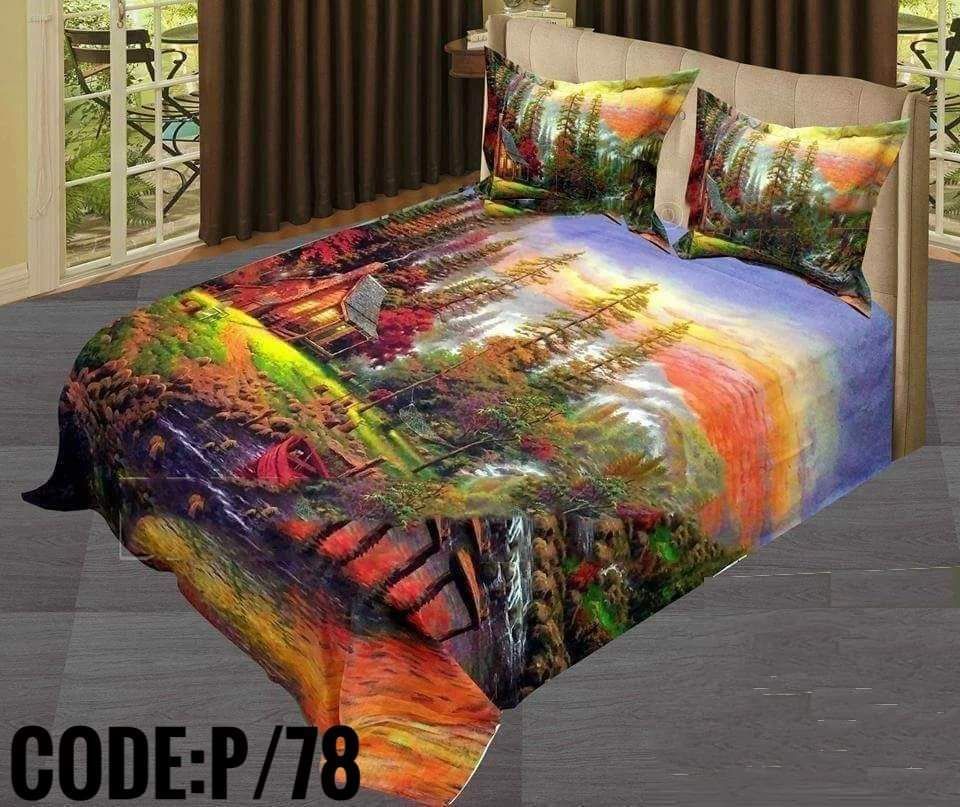 King Size 100% Cotton Bed Sheet With 2 Pillow Cover