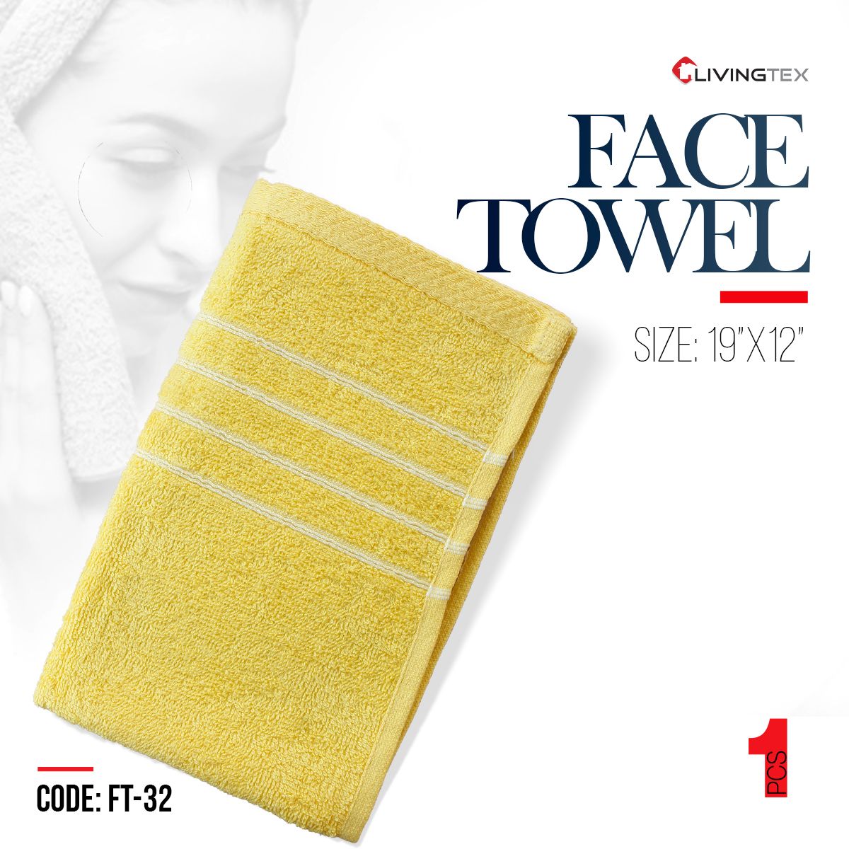 1 Pcs yellow Face Towel (19x12 Inch)_Easy care_Exra Soft & premium quality