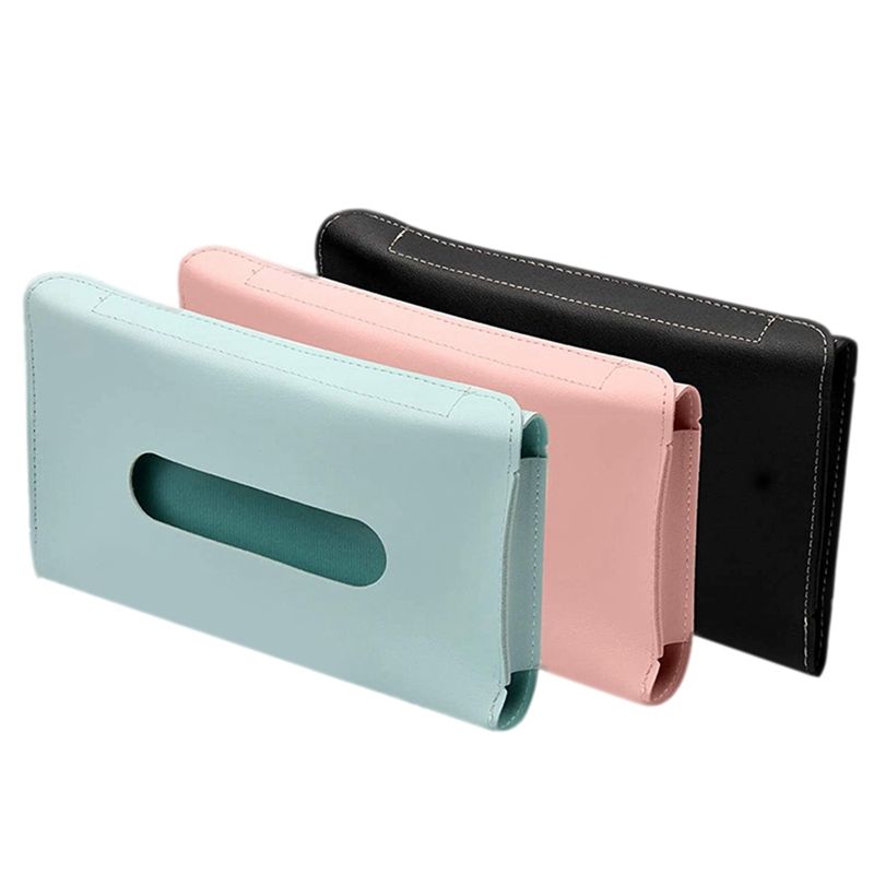 3 Pcs Car Inner Sun Shield Pumping Paper Cover Car Armrest Box Paper Towel Box Pu Leather Sun Visor Napkin Carton Holder